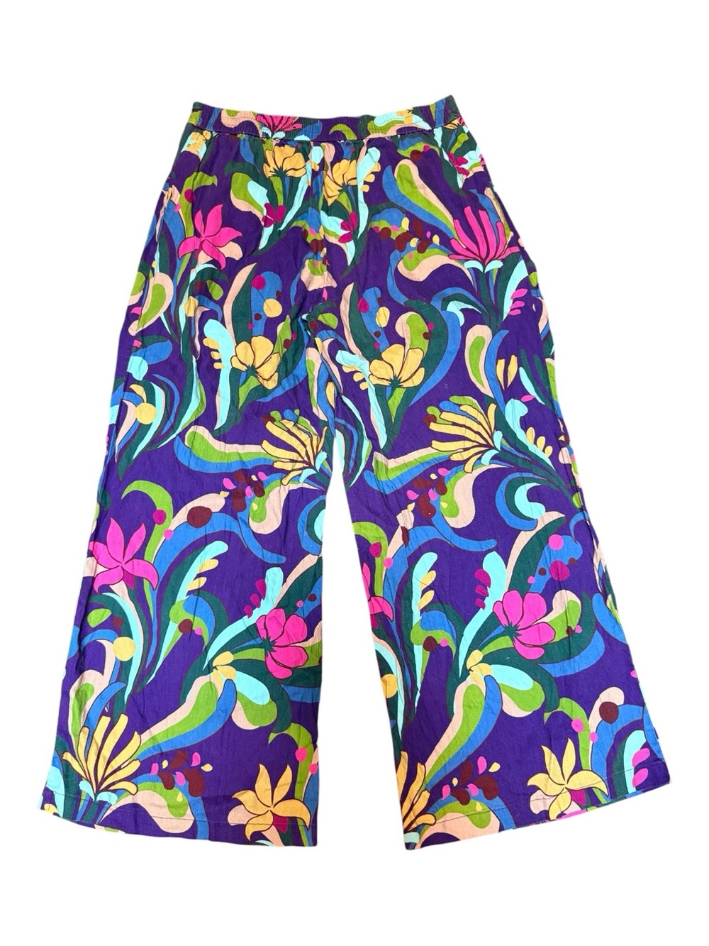 INC International Concepts Floral Palazzo Pants Size 14 Boho Wide Leg w Pockets - Picture 10 of 13